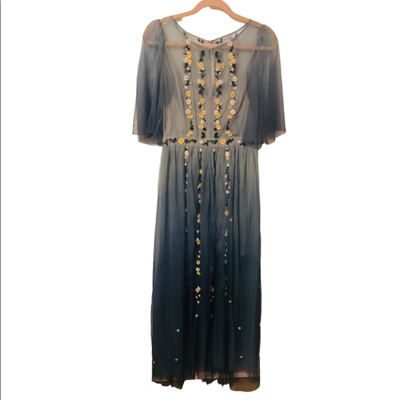 #034. French Connection tulle midi dress with floral embroidery - Picture 8 of 15